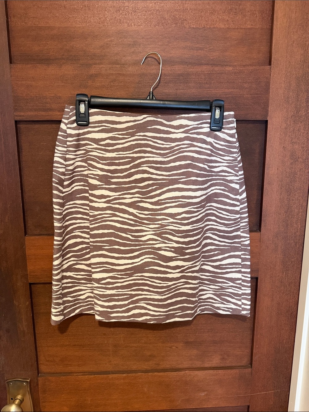 LOFT Brown and White Zebra Stripe Mini Skirt